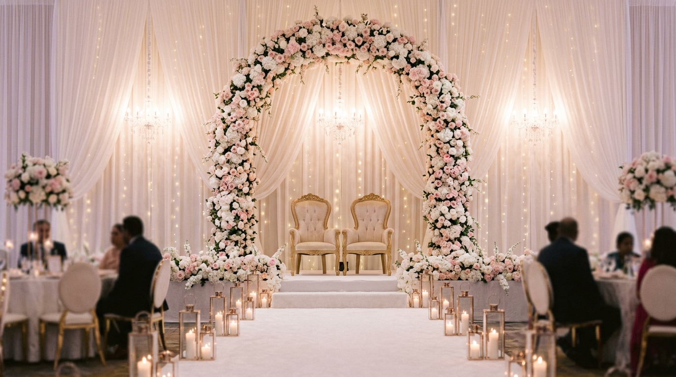 Grand Nikah stage setup by Qubool Hai Events & Decor